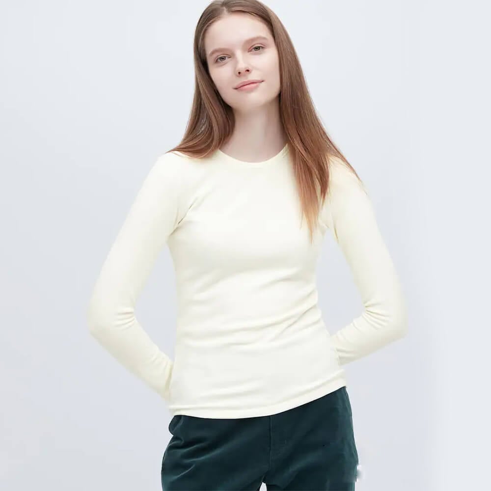 Лонгслив Uniqlo Heattech Ultra Warm Thermal Top, белый - фото