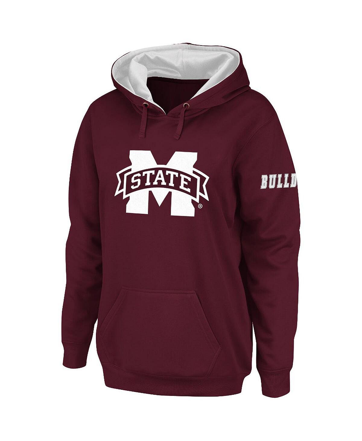 цена Женский бордовый пуловер с капюшоном и большим логотипом Mississippi State Bulldogs Stadium Athletic