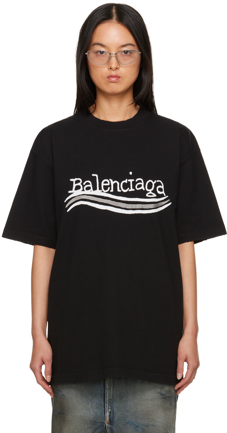 

Balenciaga Черная футболка с принтом, Черный