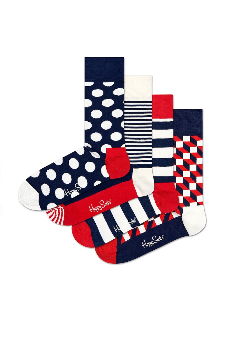Носки с принтом, 4 пары Happy Socks, красный