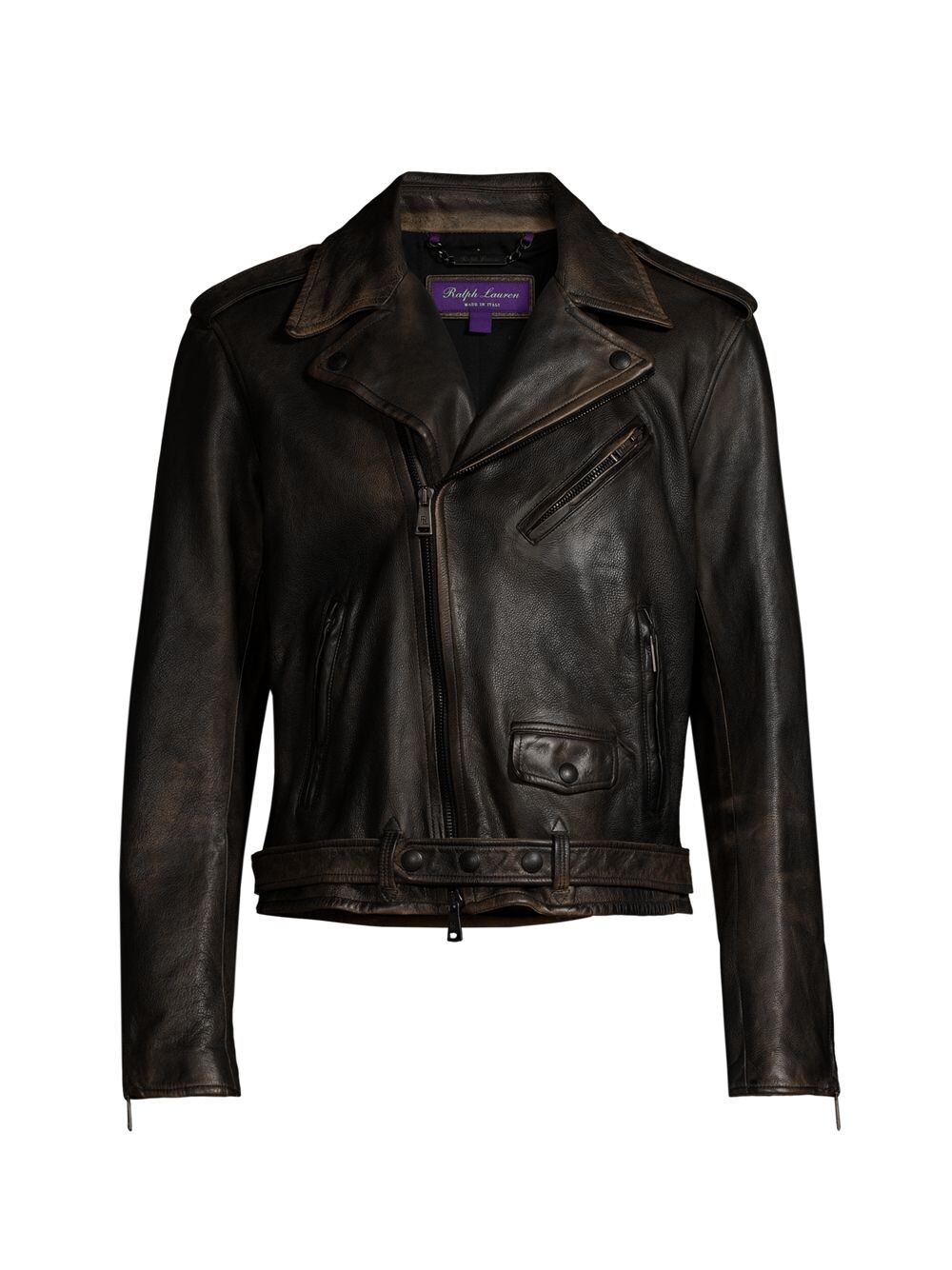 

Полированная кожаная куртка Ralph Lauren Purple Label, черный
