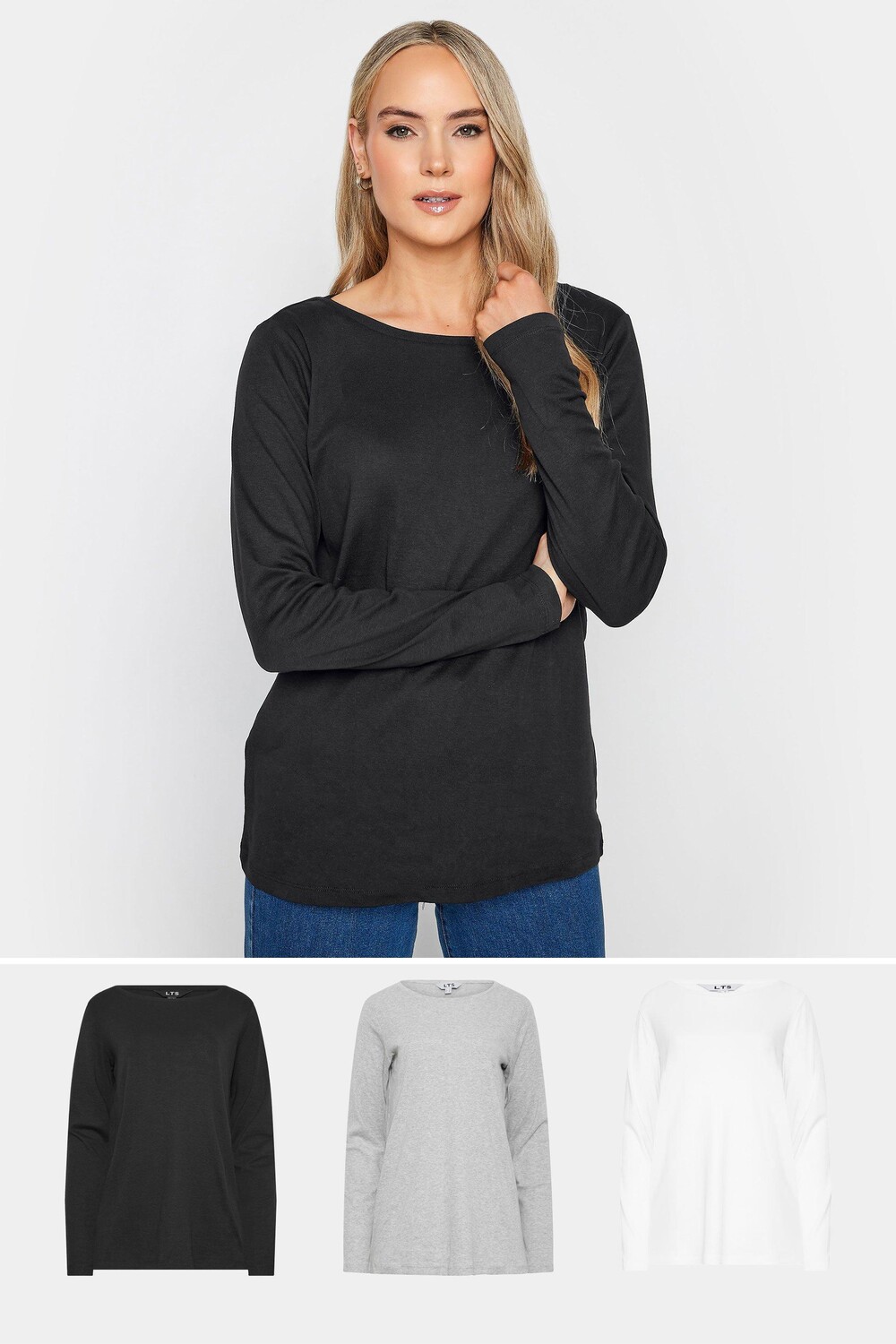 

Комплект из 3 хлопковых футболок Tall с длинными рукавами Long Tall Sally, черный