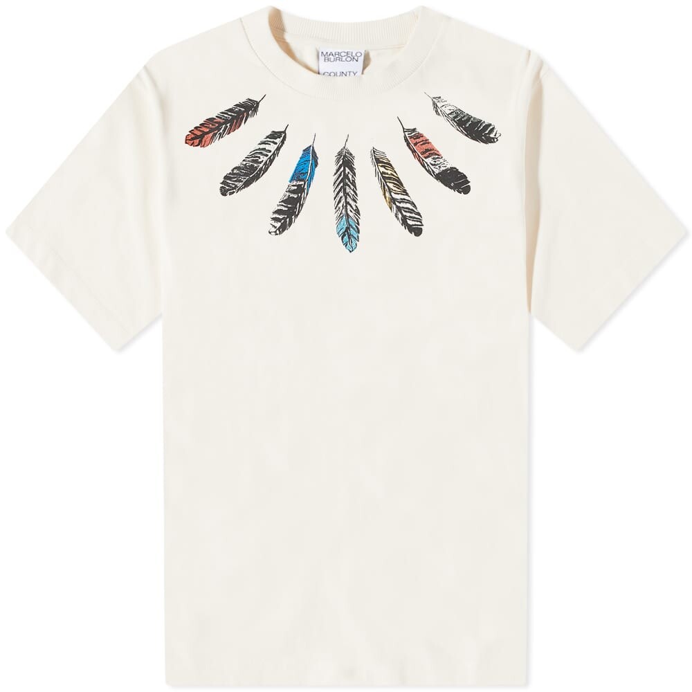 

Футболка оверсайз с воротником и перьями Marcelo Burlon