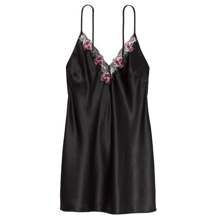 

Платье-комбинация Victoria's Secret Lace-Trim Satin, черный