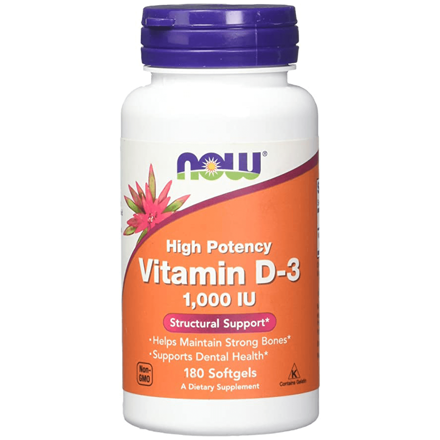 Витамин D3 Now Foods, 180 капсул now foods жевательный витамин d3 натуральный фруктовый вкус 1000 ме 180 жевательных таблеток
