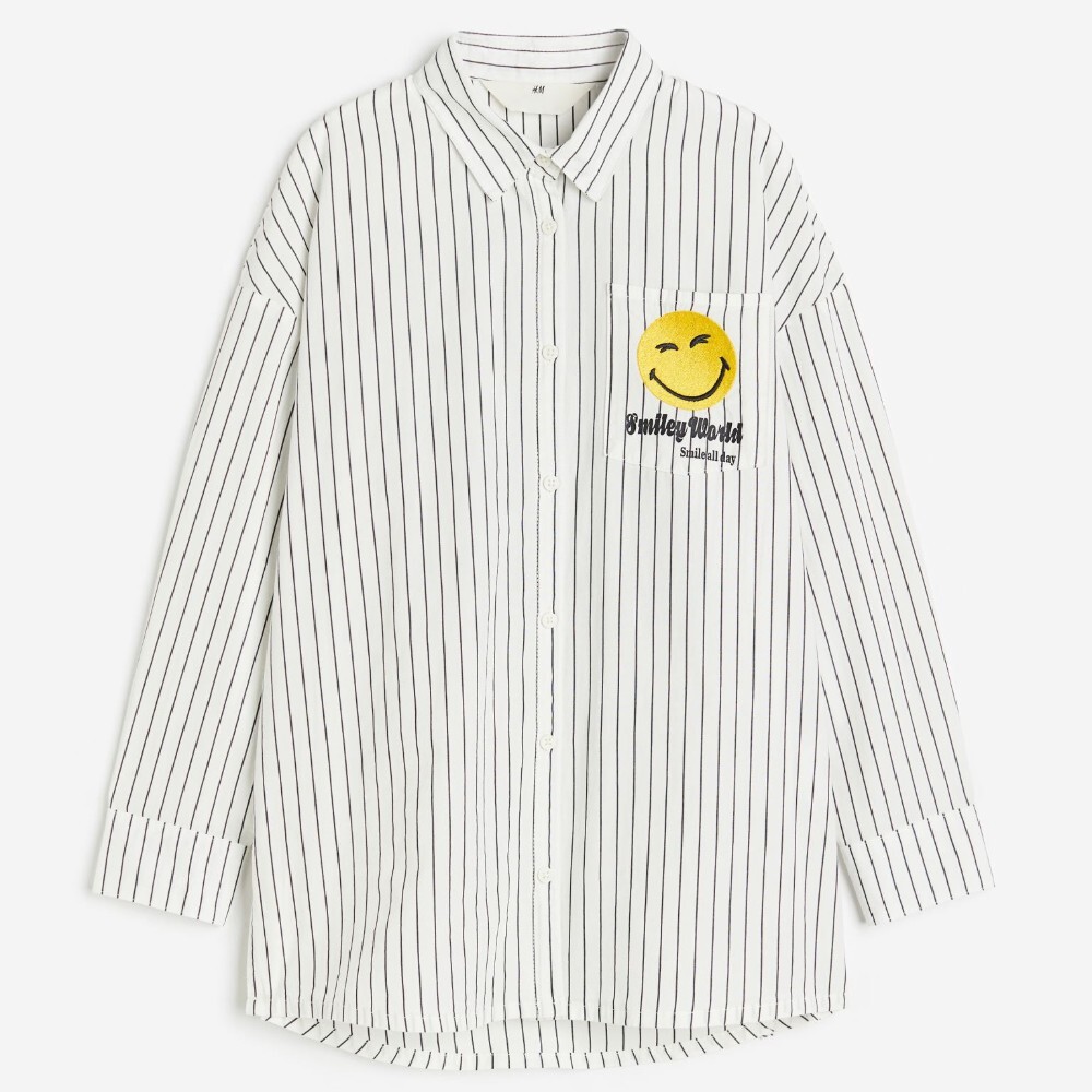 

Рубашка H&M Kids Printed Cotton SmileyWorld, белый