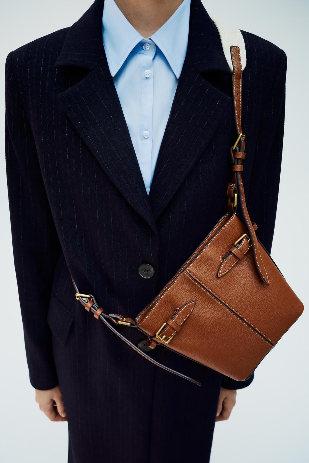 Сумка Zara Bucket With Buckles, коричневый широкая сумка через плечо сменный ремешок для кошелька цепочка для женской сумки ручная сумка аксессуары регулируемый ремень для сумок