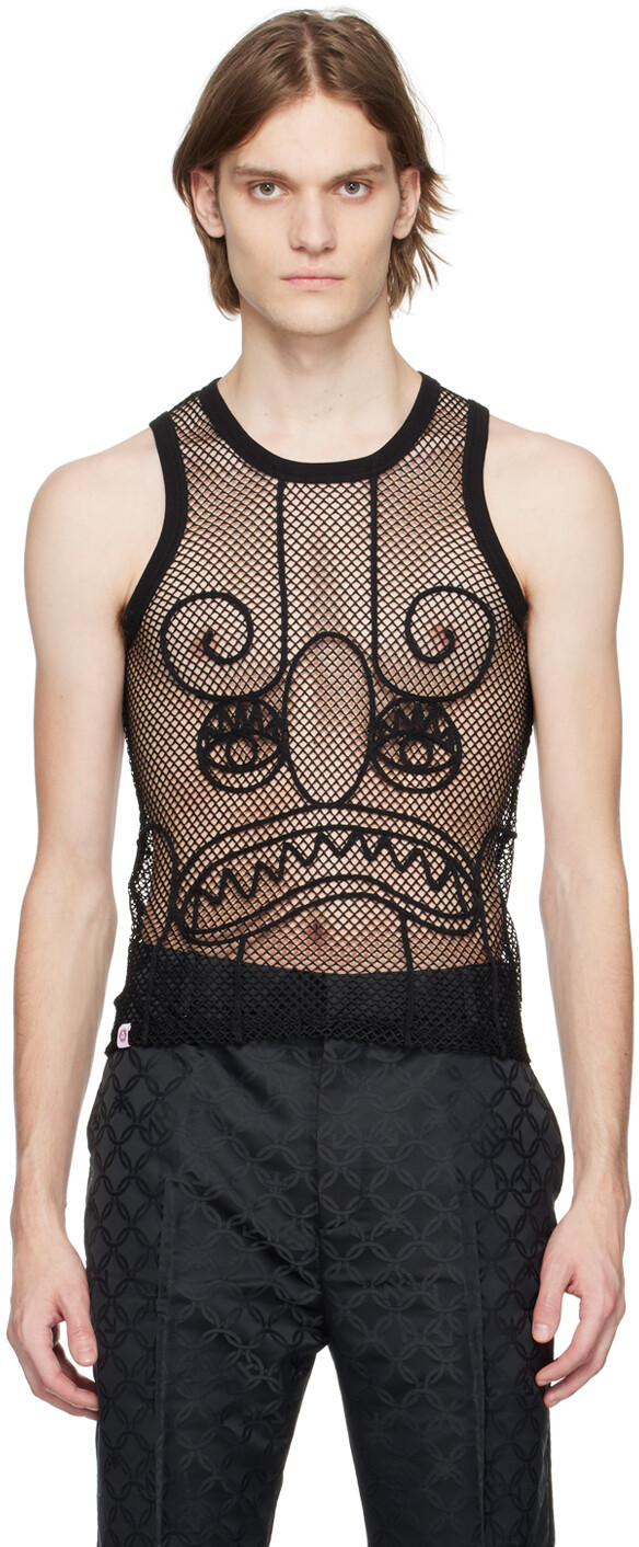 

Эксклюзивная черная майка SSENSE в сетку с графическим принтом Charles Jeffrey Loverboy