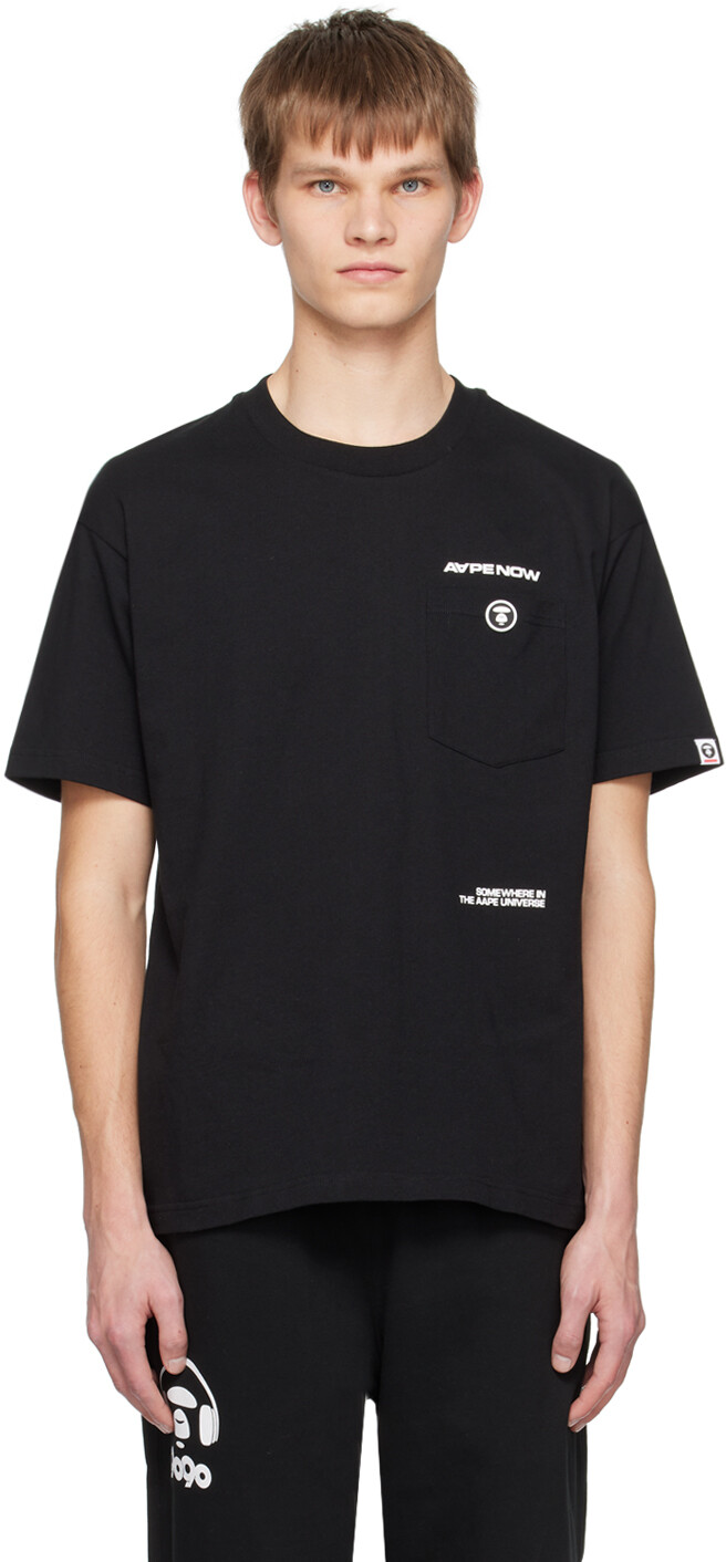 

Черная футболка с накладным карманом AAPE by A Bathing Ape