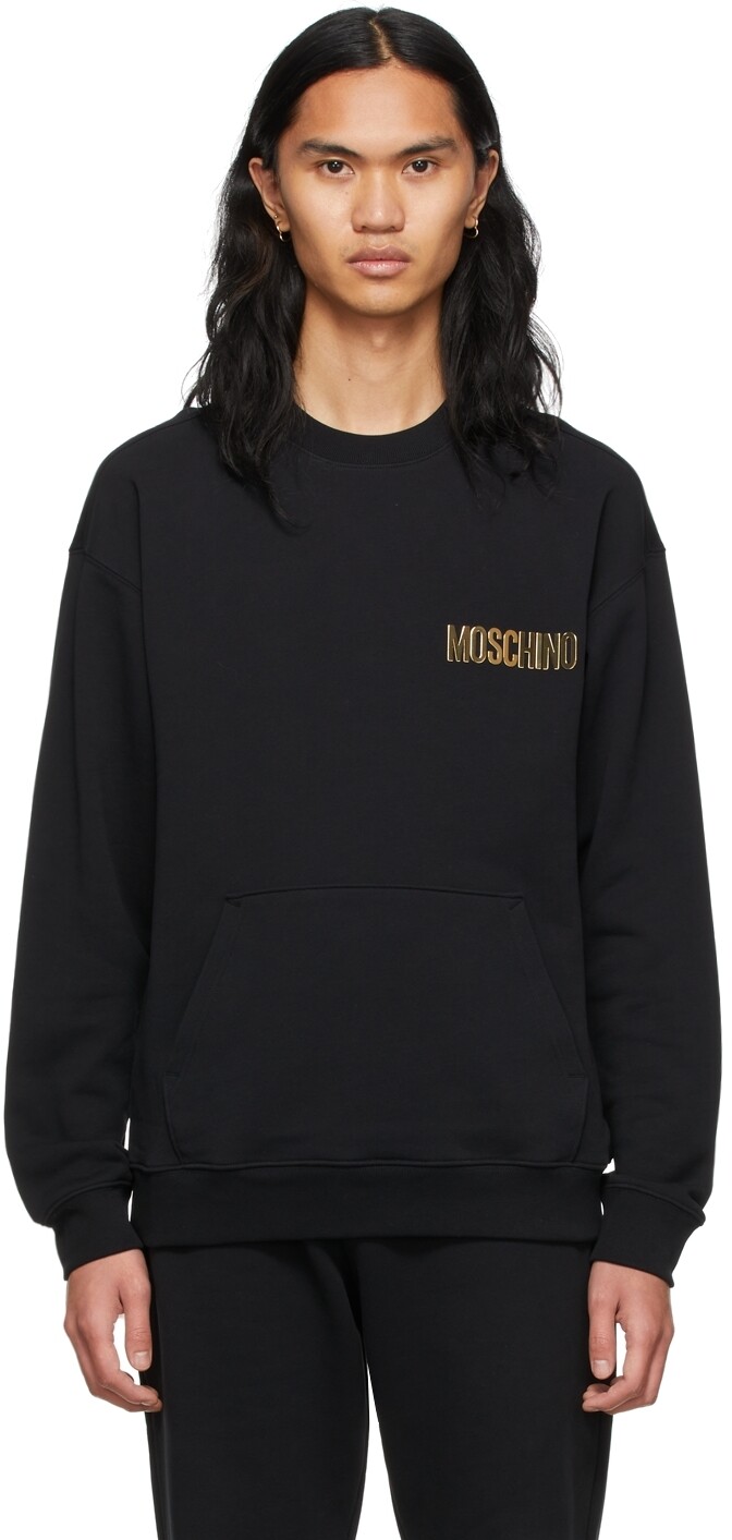 

Черный свитшот с металлическим логотипом Moschino