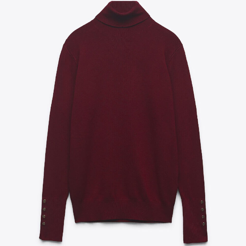 

Свитер Zara Basic High Neck Knit, винный