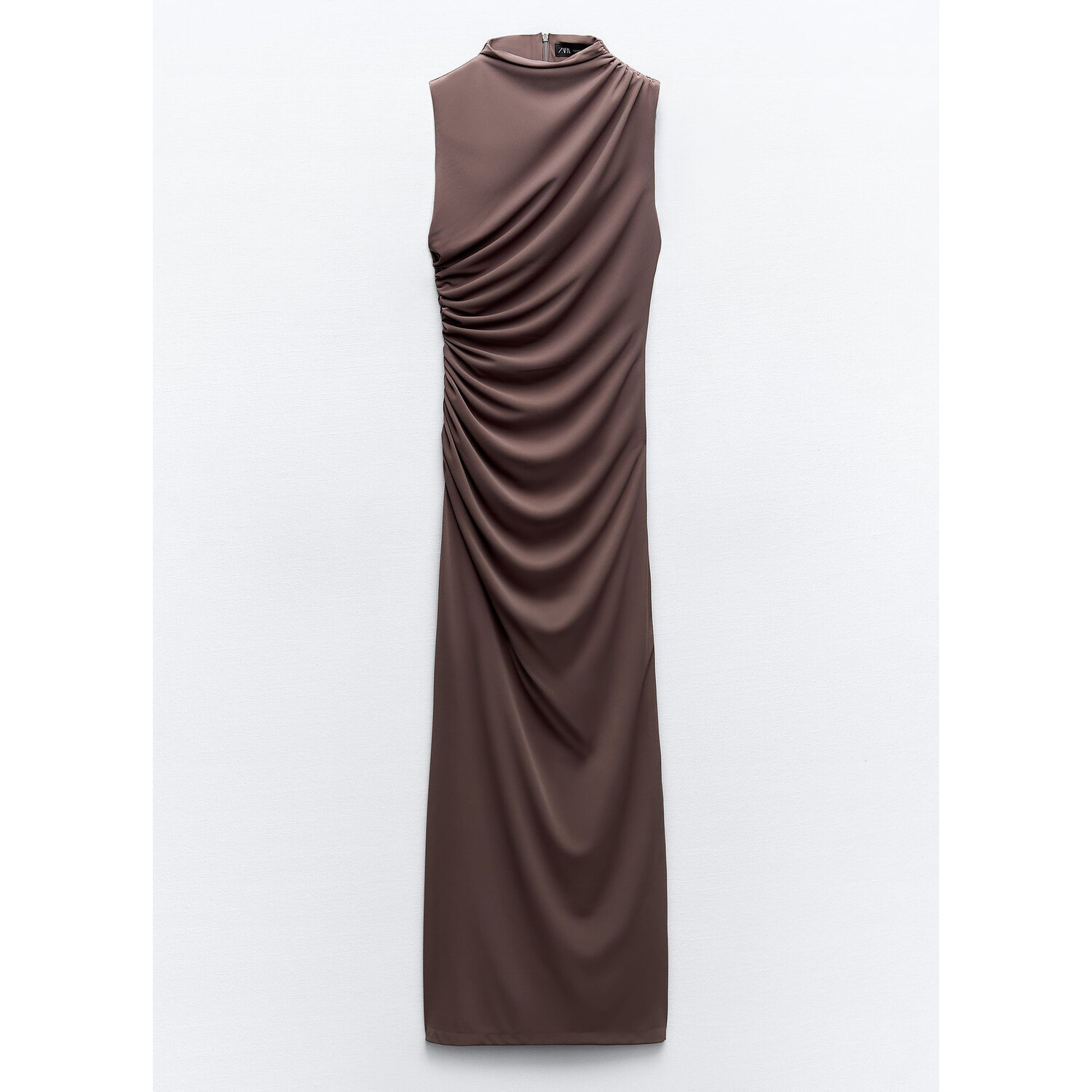 

Платье Zara Draped Midi, коричневый