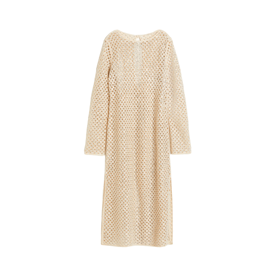 Платье H&M Sequined Hole-knit, светло-бежевый