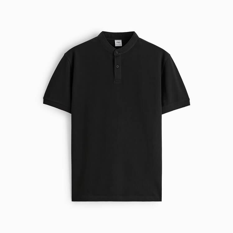 

Поло Zara Textured Piqué, черный