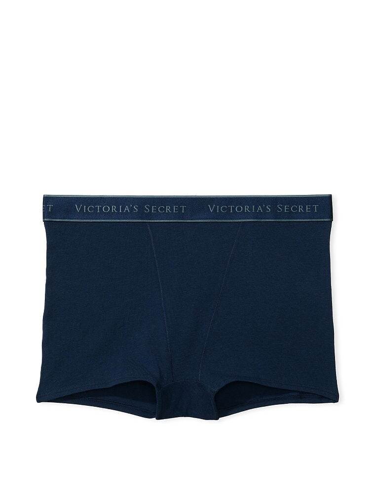 

Трусы Victoria's Secret Logo Cotton High-Waist Boyshort, темно-синий