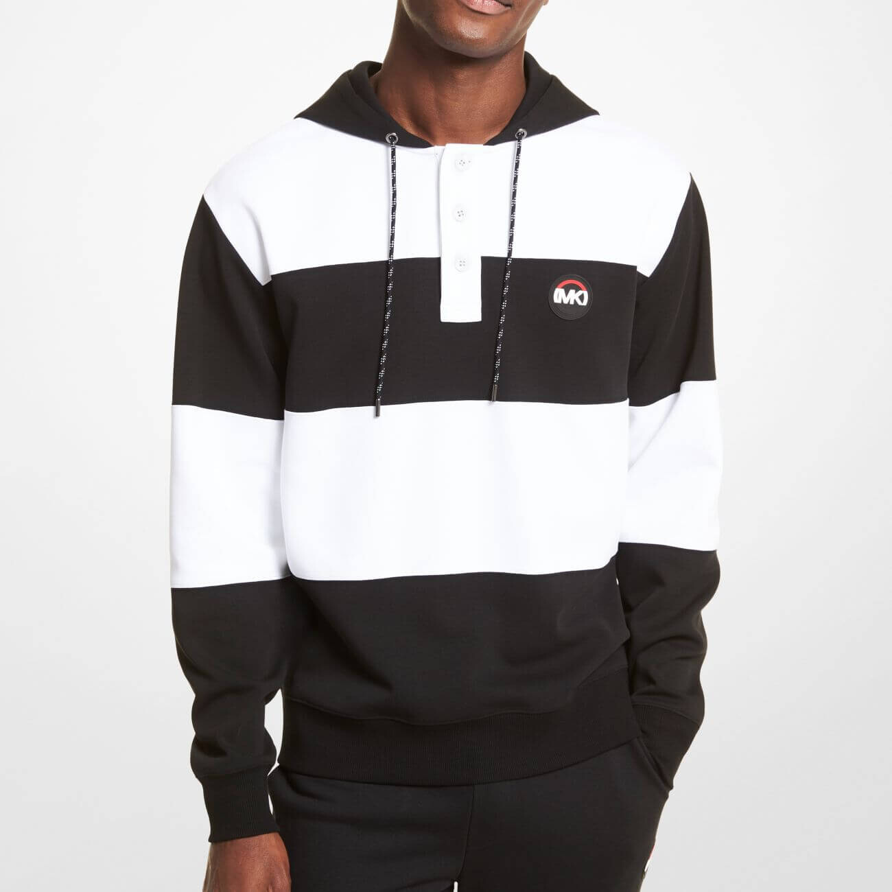 

Толстовка Michael Kors Striped Cotton Blend Rugby, черный/белый