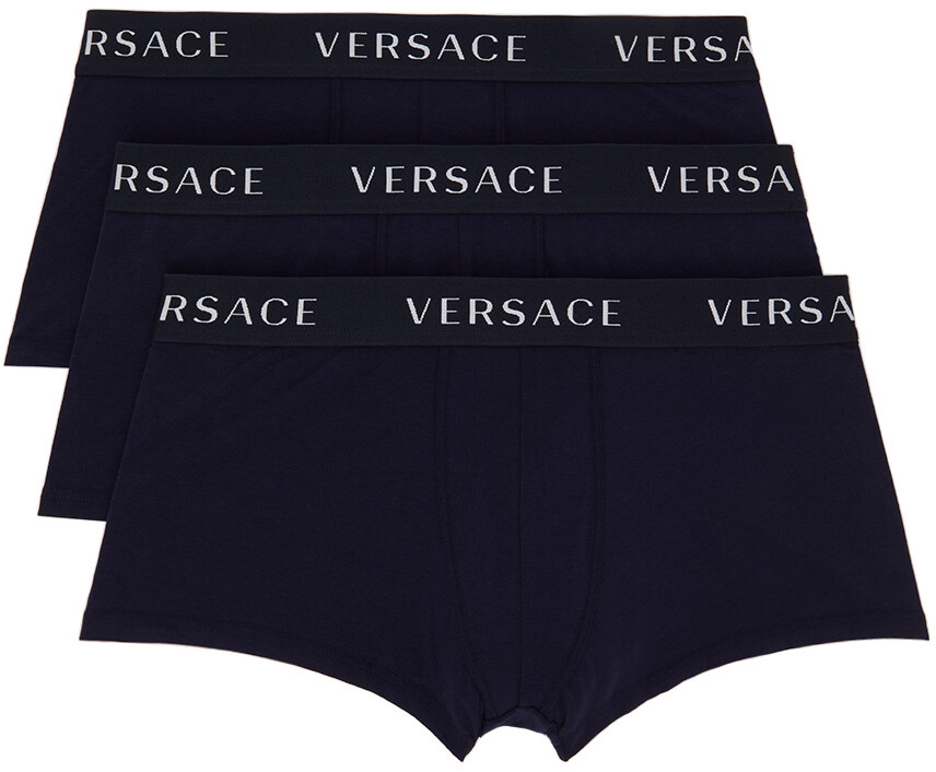 

Набор из трех боксеров темно-синего цвета Versace Underwear