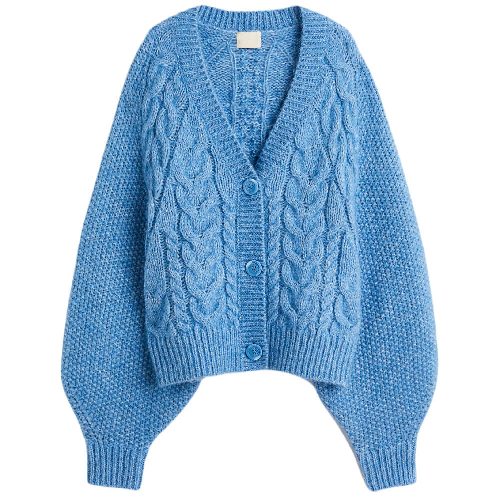 

Кардиган H&M Oversized Cable-knit, голубой