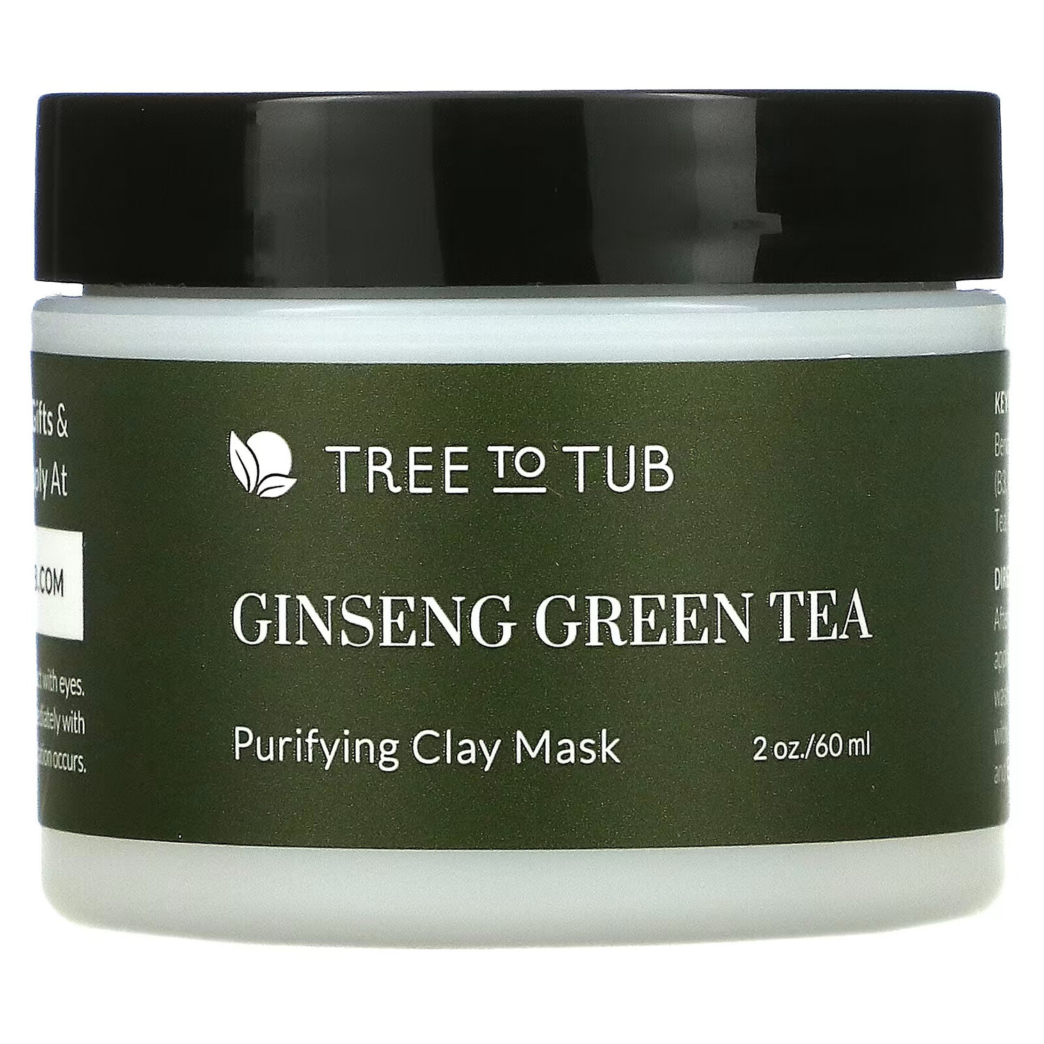 

Tree To Tub, маска с активированным углем и глиной для чувствительной кожи, женьшень и зеленый чай, 60 мл (2 жидк. унции)