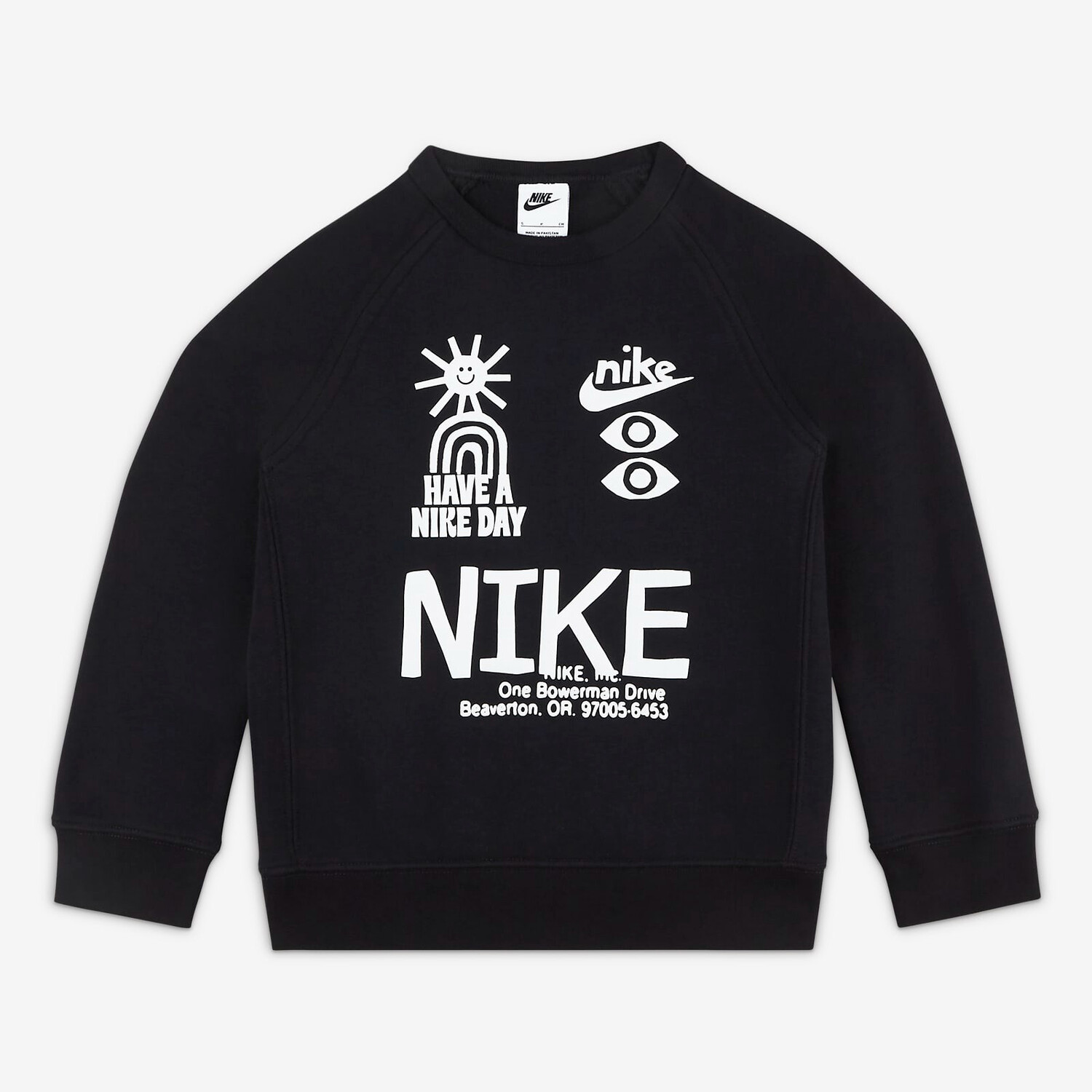 

Свитшот Nike Sportswear Big Kids' French Terry, черный/белый