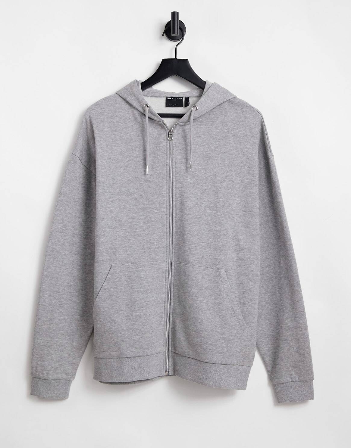 

Худи серого меланжевого оверсайз на молнии ASOS DESIGN
