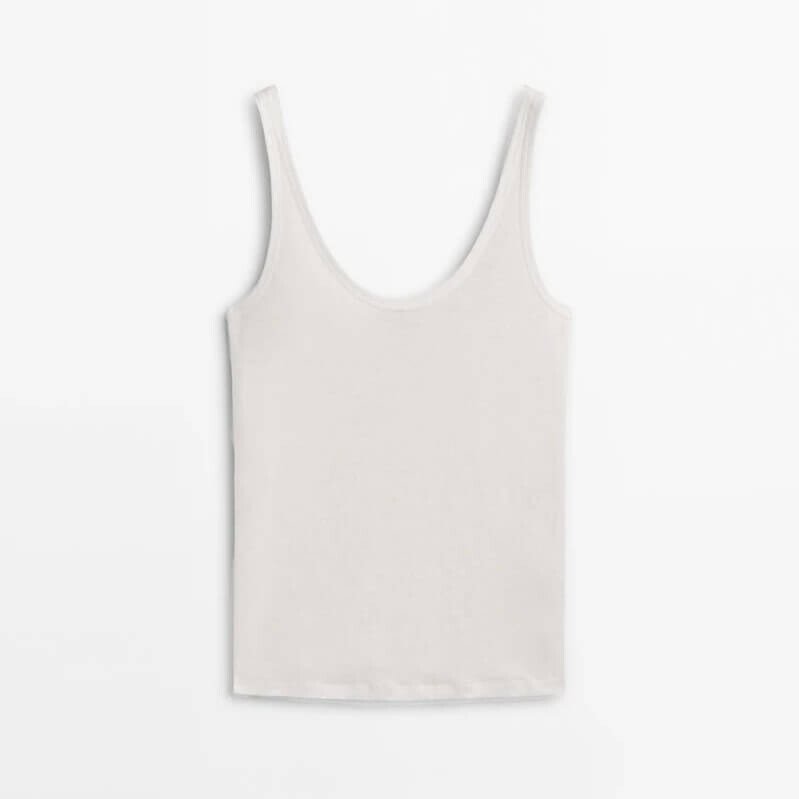 

Майка Massimo Dutti Strappy Linen, светло-бежевый