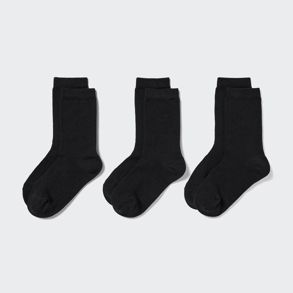 Комплект носков Uniqlo Ribbed, 3 пары, черный