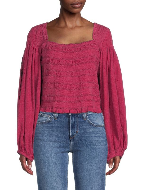 

Присборенный топ maggie в крестьянском стиле Free People Red