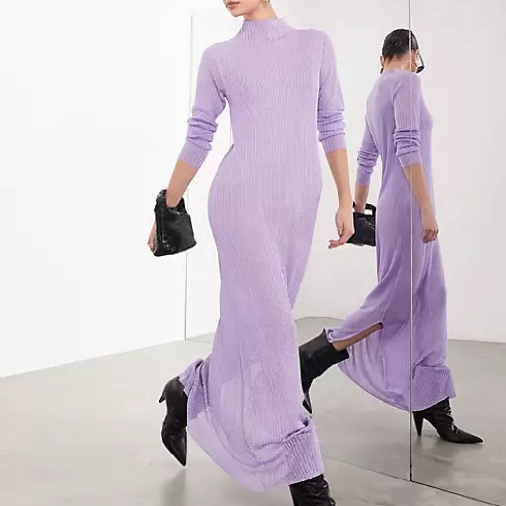 цена Платье Asos Edition Knitted Metallic, сиреневый