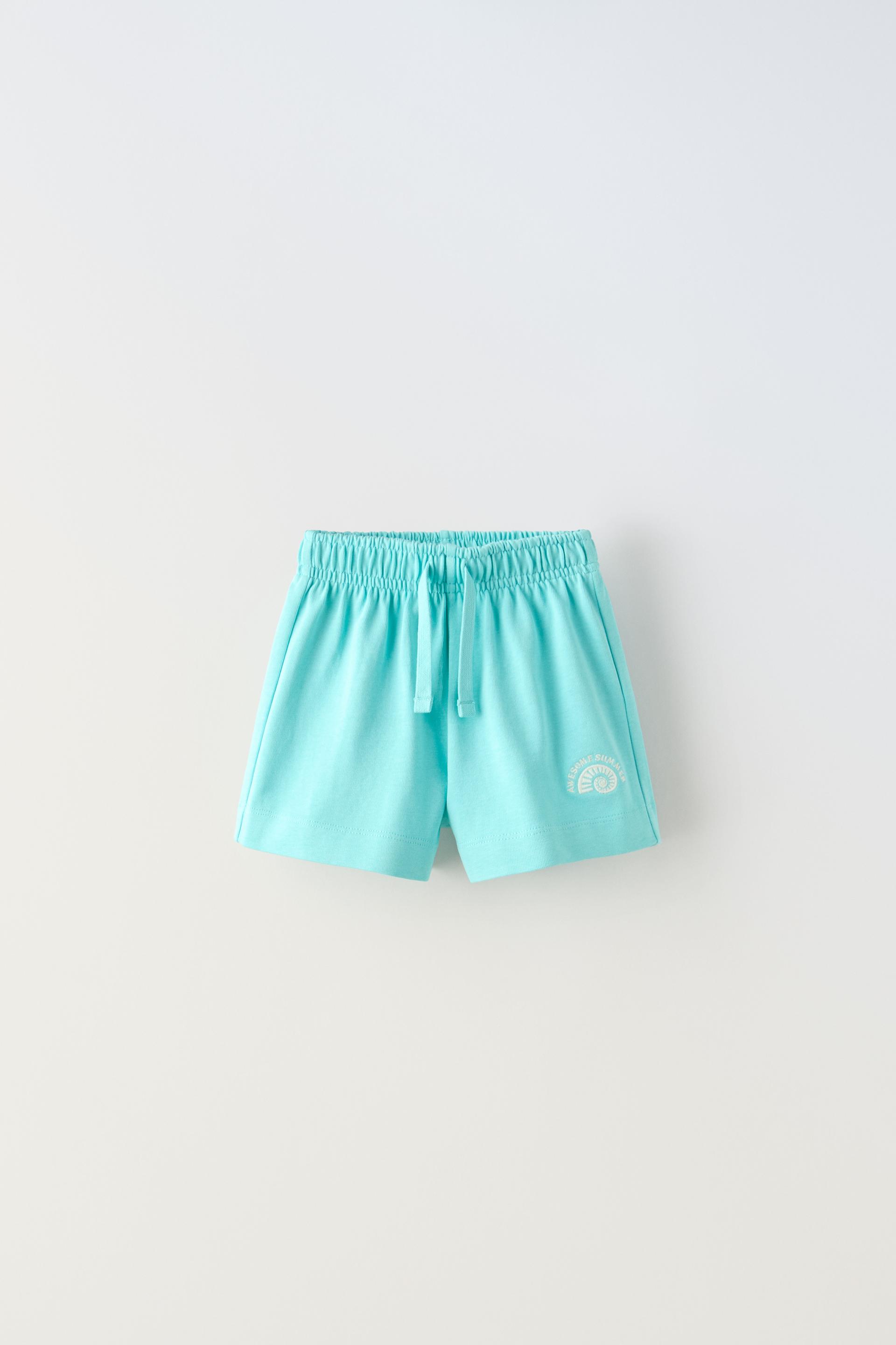 Шорты Zara Plush Bermuda, бирюзовый шорты с аппликациями на 9 12 месяцев