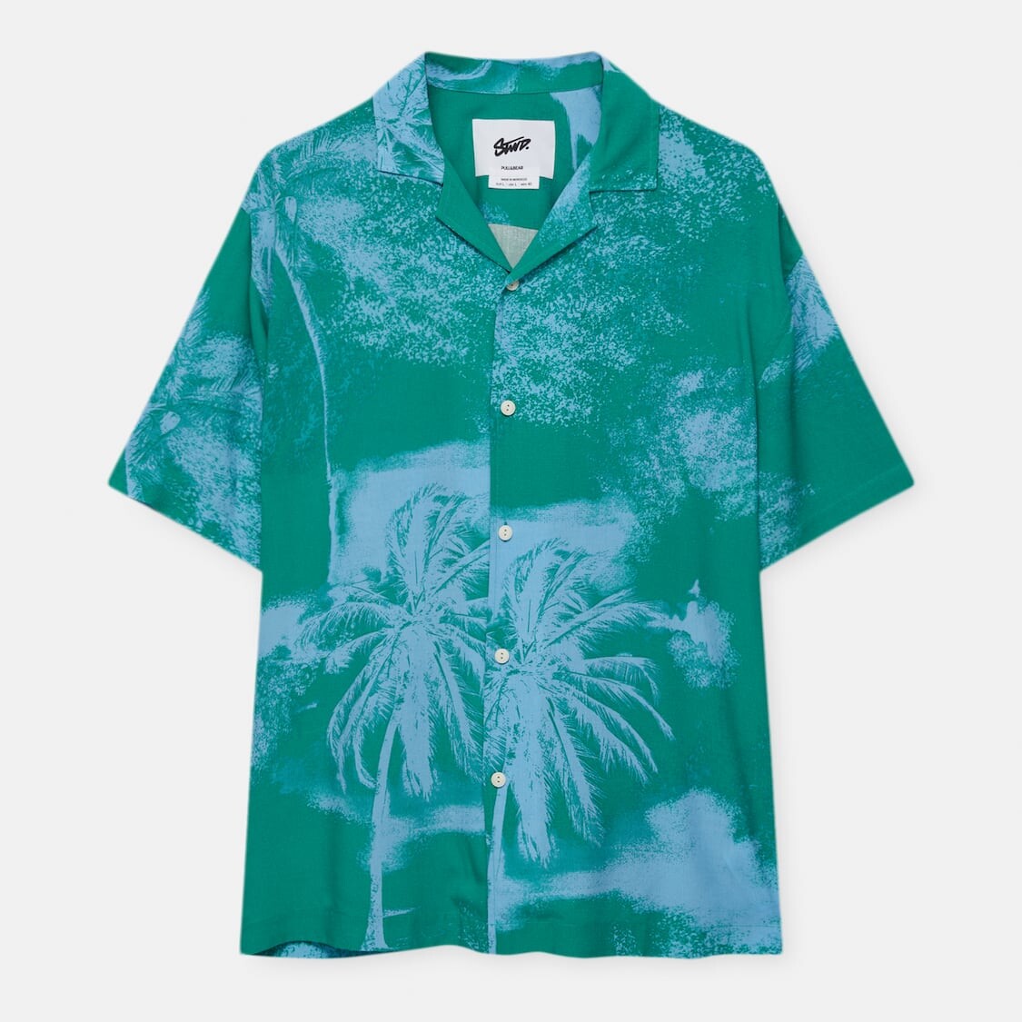 

Рубашка Pull&Bear Stwd Palm Tree с короткими рукавами, зеленый