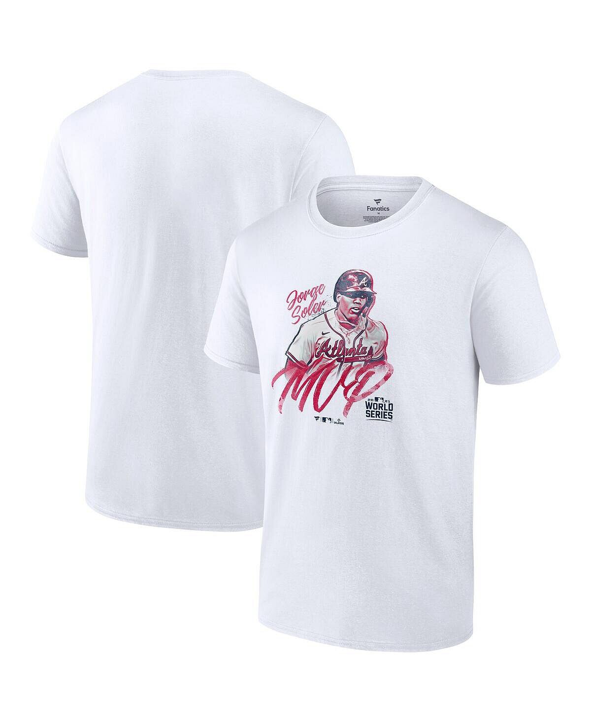 

Мужская футболка jorge soler white atlanta braves 2021 world series champions mvp Fanatics, белый