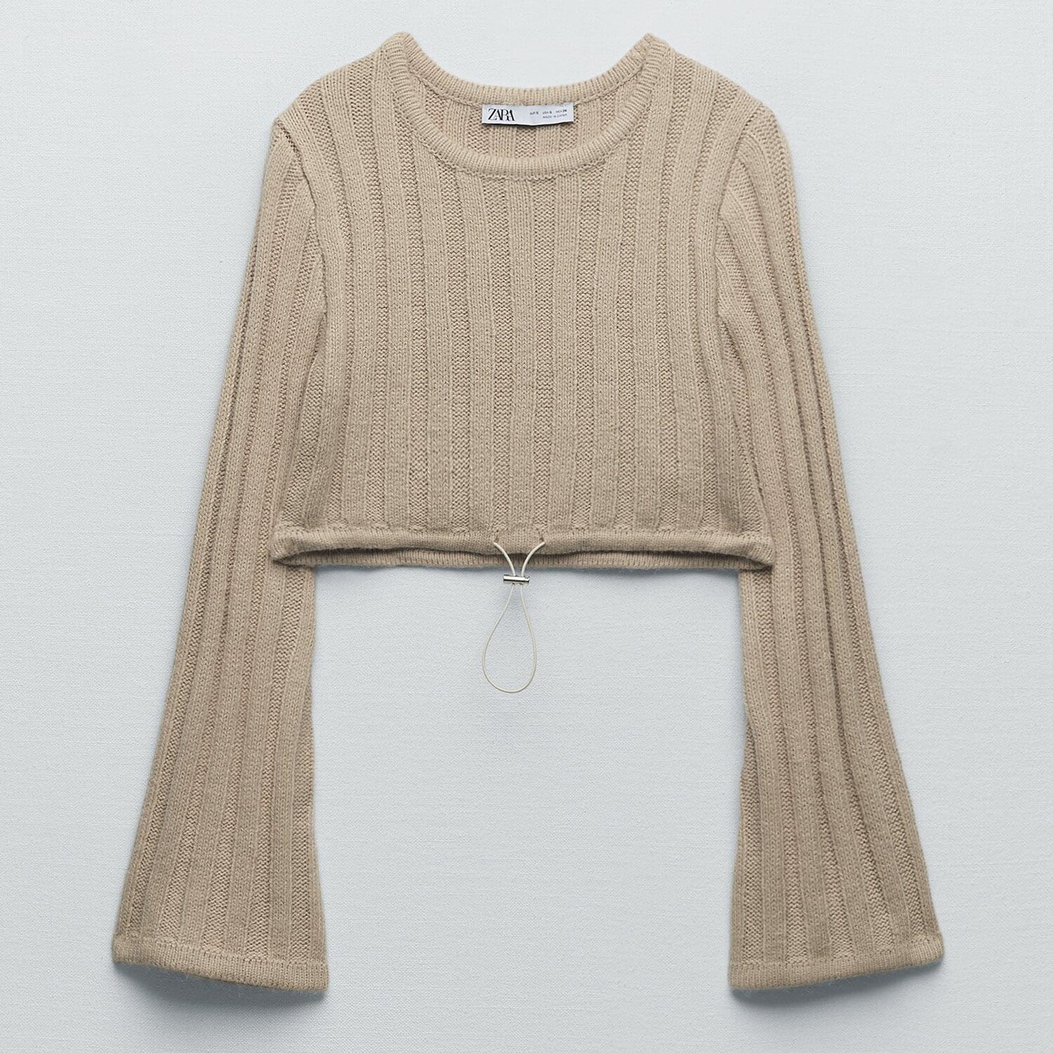 

Свитер Zara Ribbed Knit Cropped, светлый хаки