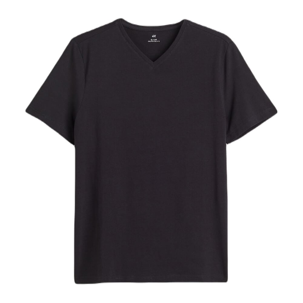 Футболка H&M V-neck Slim Fit, черный - фото