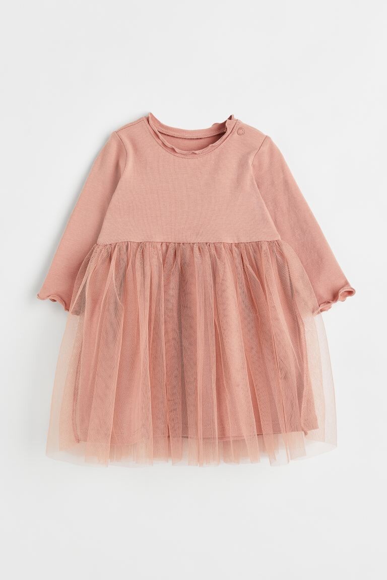 

Платье из джерси с тюлем H&M, розовый