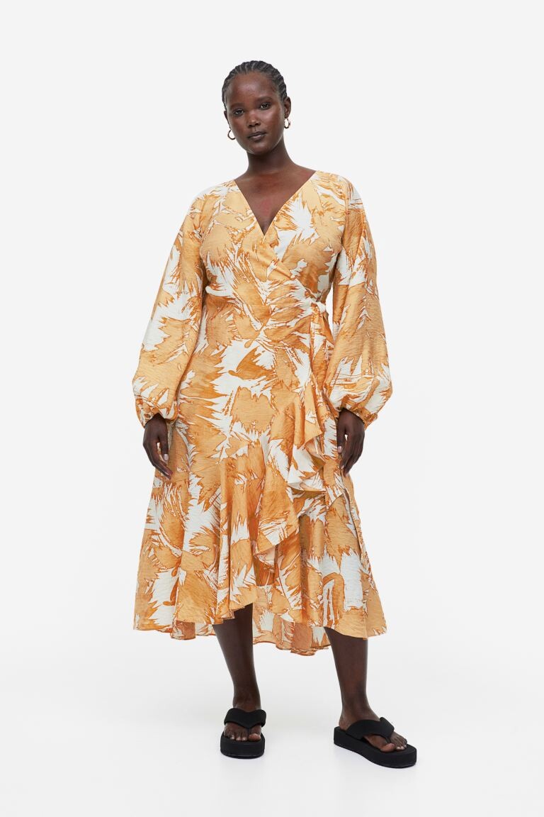 

Платье макси H&M, кремовый/бежевый с рисунком