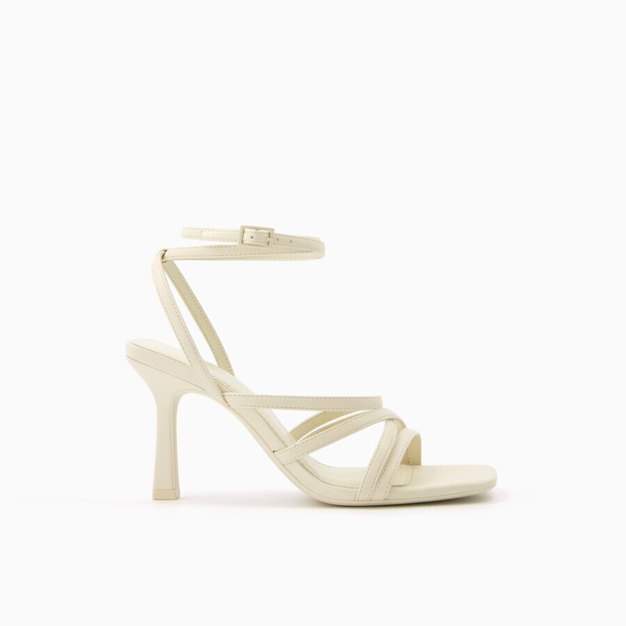 

Босоножки Bershka High-Heel Strappy With Ankle Strap, кремовый