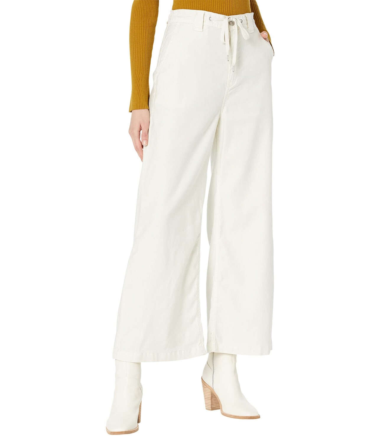 Джинсы Hudson Jeans, Wide Leg Drawstring Trousers Crop in Egret