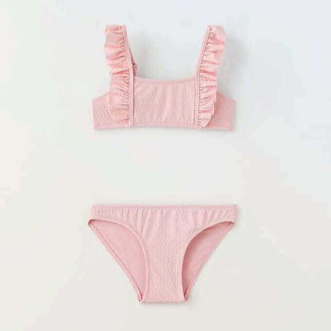 

Купальник для девочки Zara Textured Bikini, светло-розовый