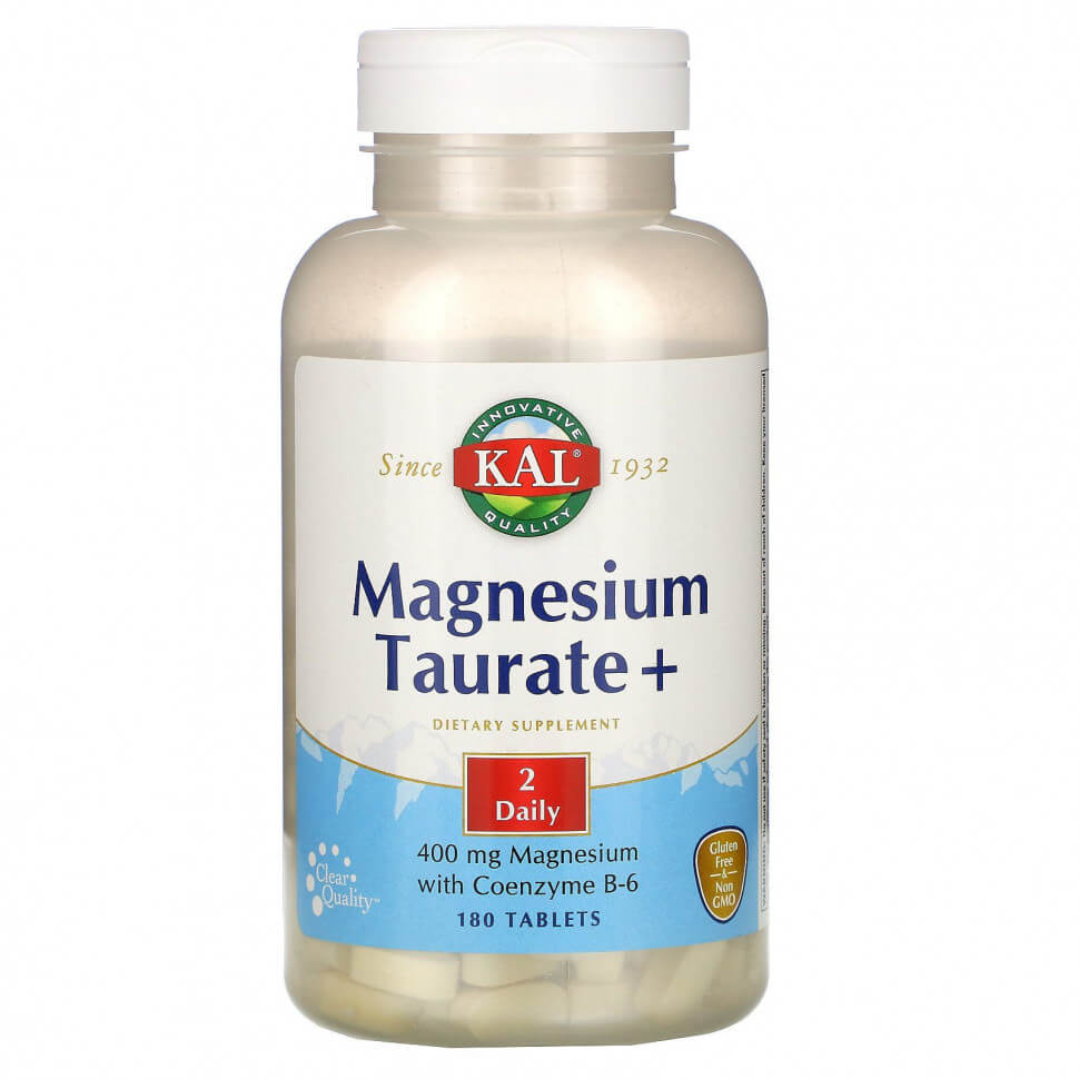 Таурат магния+ KAL Magnesium Taurate+ 200 мг, 180 таблеток kal таурат магния плюс 200 мг 90 таблеток