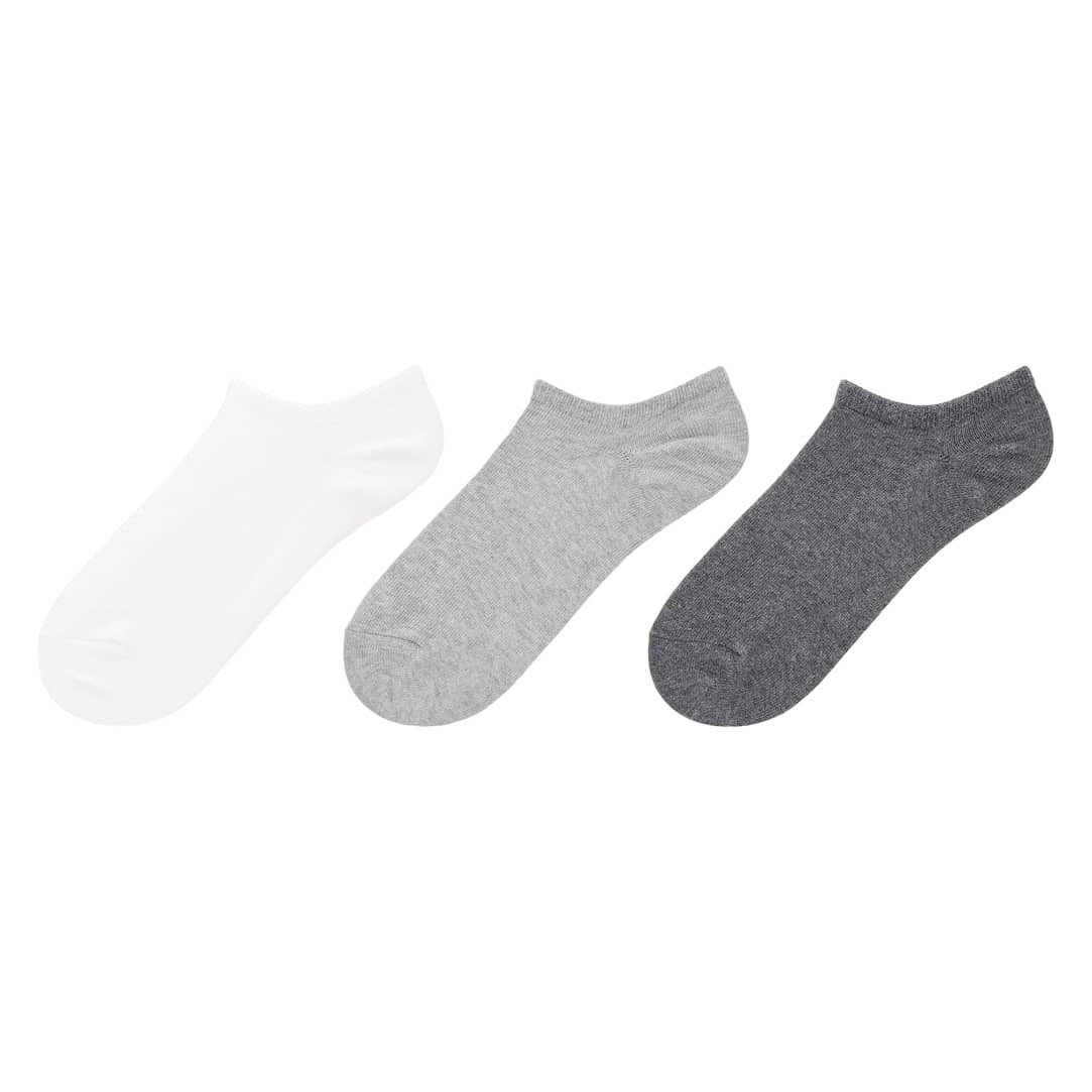 

Комплект носков Uniqlo Short Socks, 3 пары, белый/светло-серый/серый