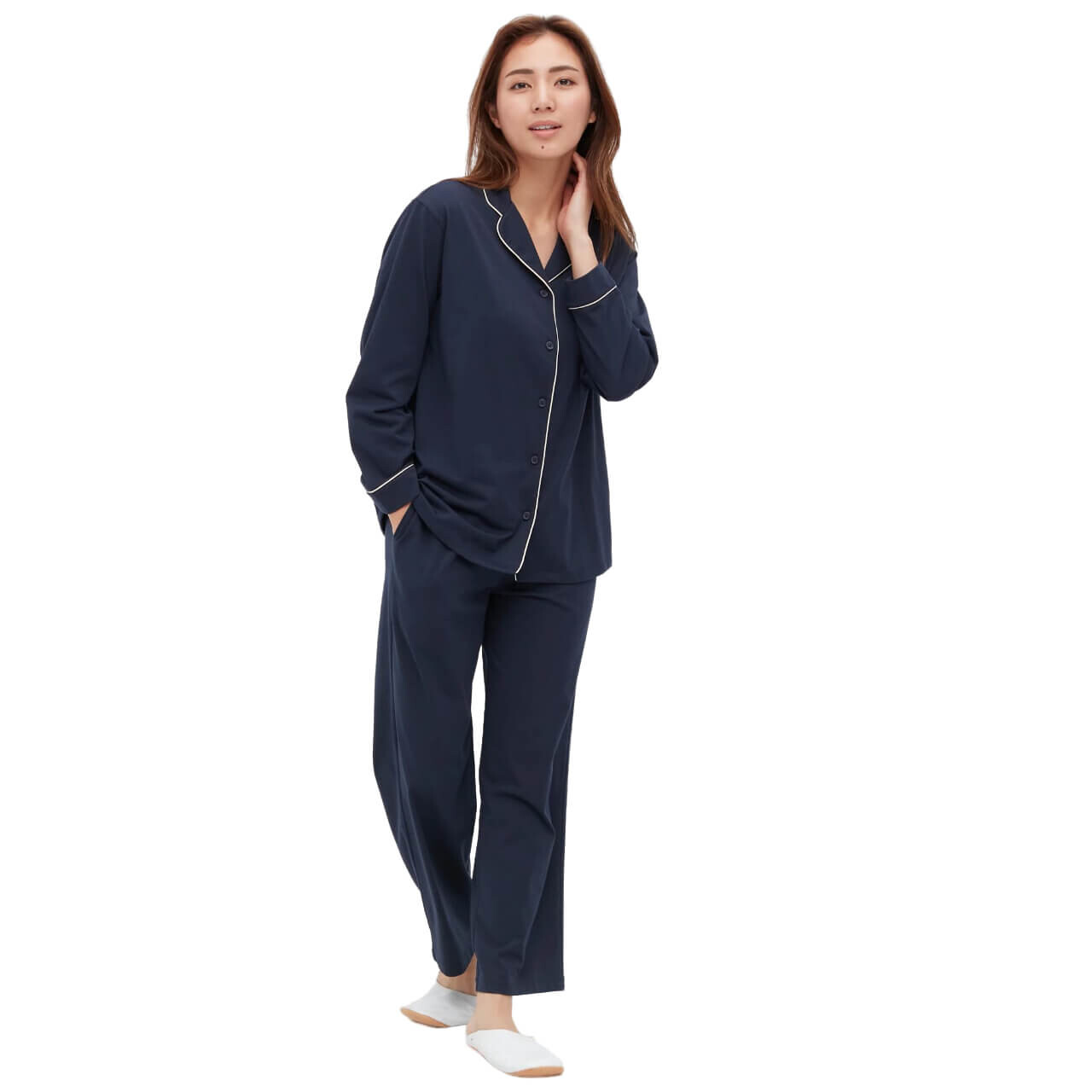 

Пижама Uniqlo AIRism Cotton Long Sleeved, темно-синий