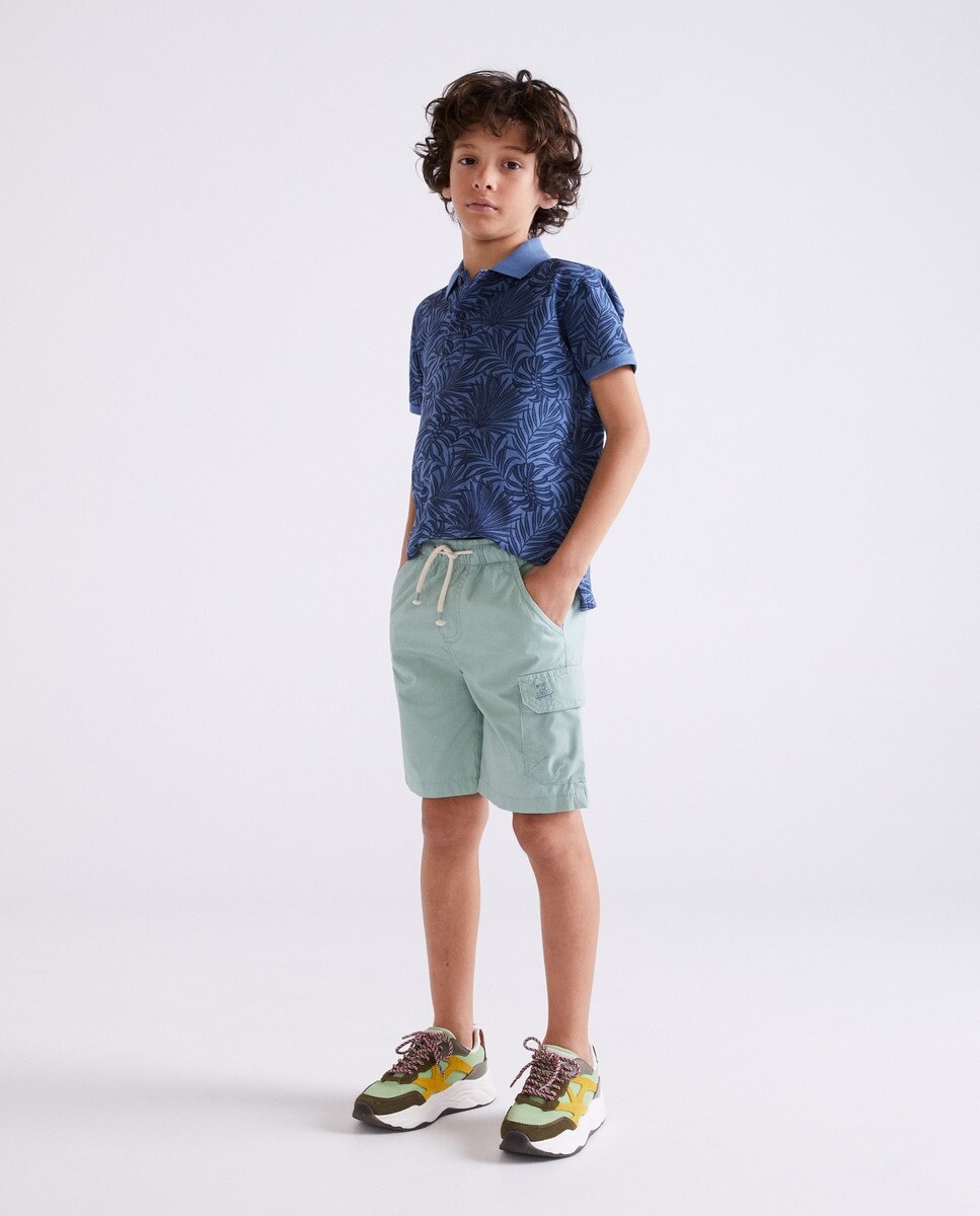 

Резиновые шорты карго из поплина для мальчика Kids El Corte Inglés, светло-зеленый