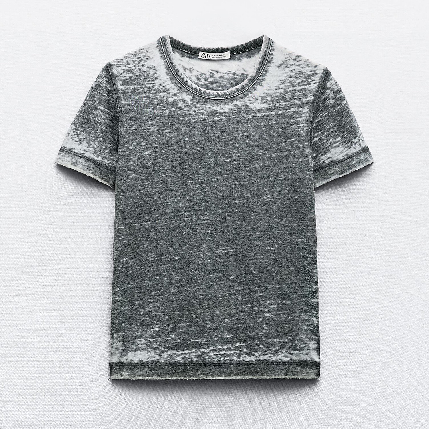 

Футболка Zara Slub Knit Devoré Faded-Effect, черный