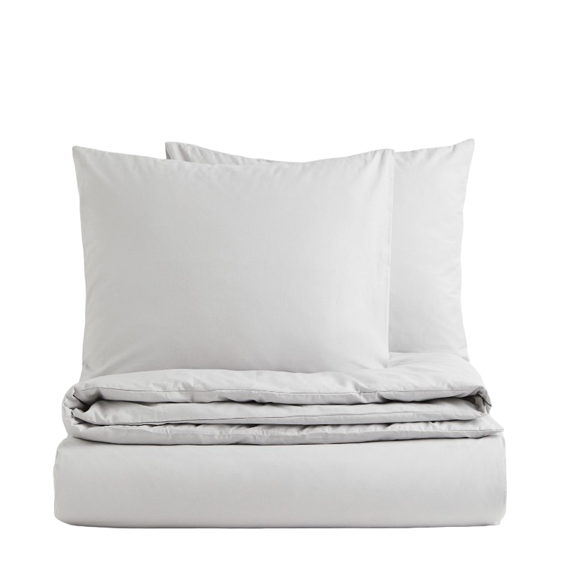 Комплект двуспального постельного белья H&M Home Cotton, светло-серый цена и фото