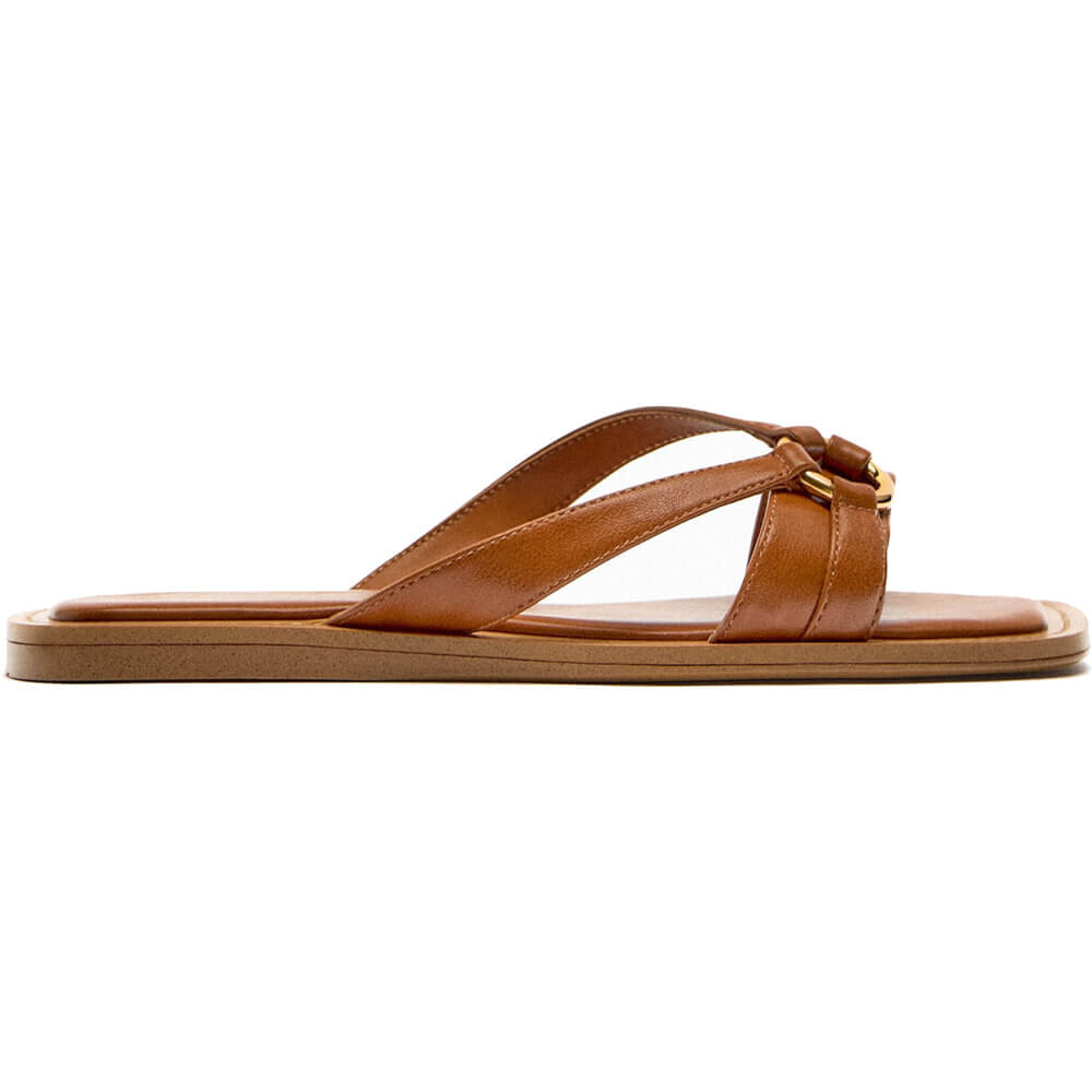 

Сандалии Zara Flat Strappy, коричневый