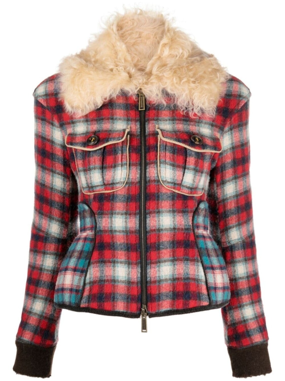 

Dsquared2 фланелевая куртка с меховым воротником, красный