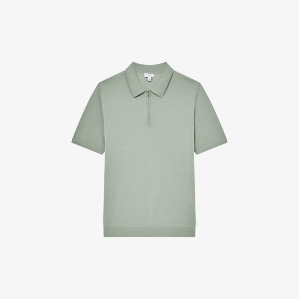 цена Рубашка-поло Maxwell из мериносовой шерсти на молнии Reiss, цвет apple