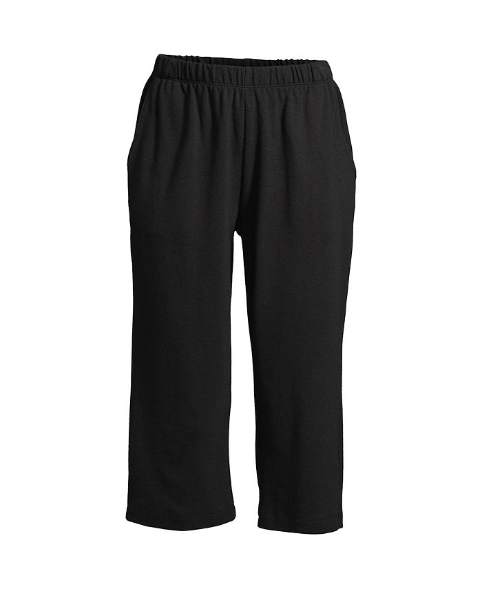Женские спортивные трикотажные брюки-капри с высокой посадкой и эластичной резинкой на талии Lands' End, цвет Black