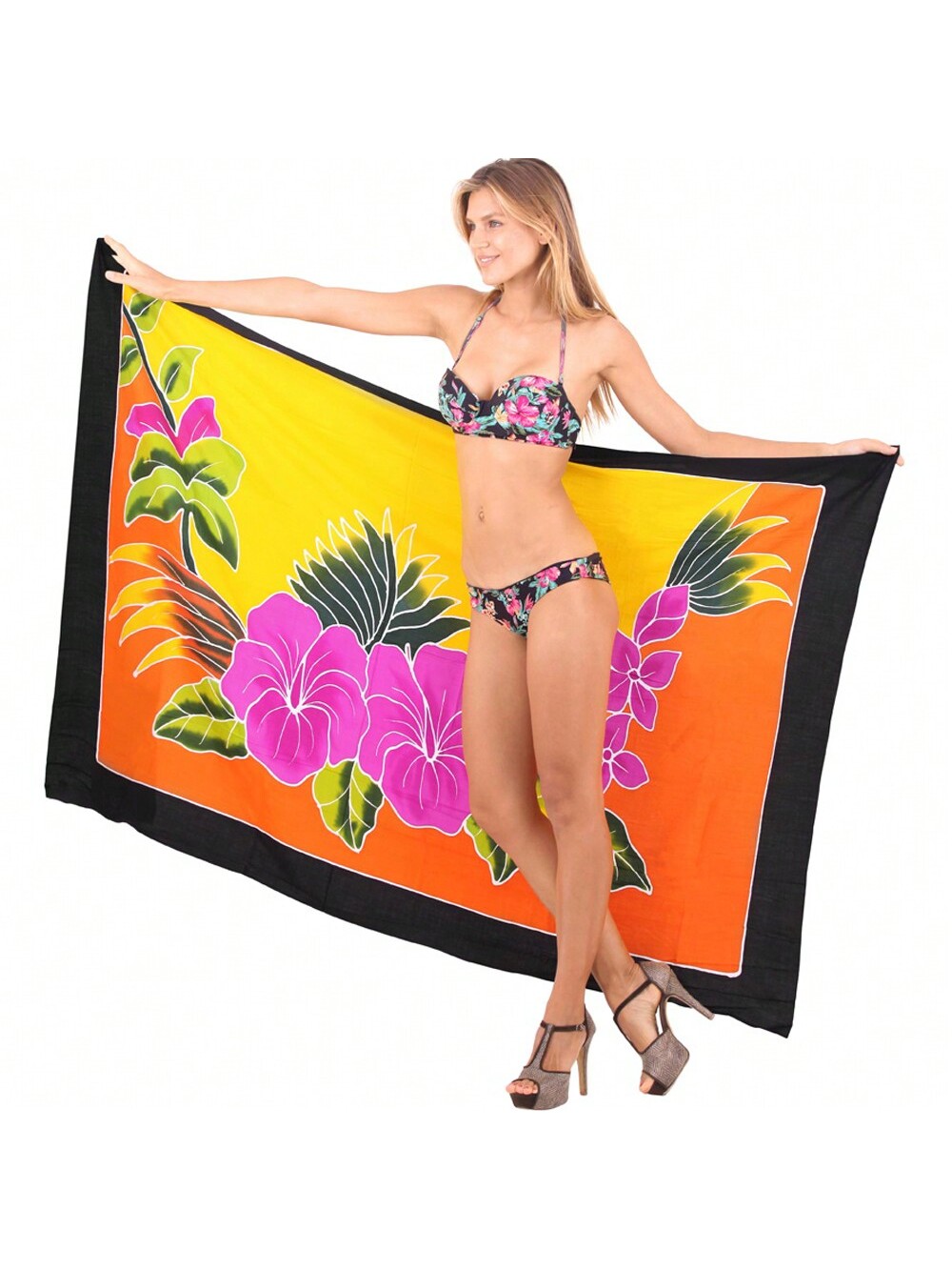 LA LEELA Женский пляжный купальник-бикини саронг, мандарин, цветочный